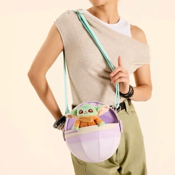 NWT Loungefly The Mandalorian Grogu Figural Pod Plush Crossbody Bag Star Wars - Picture 3 of 6